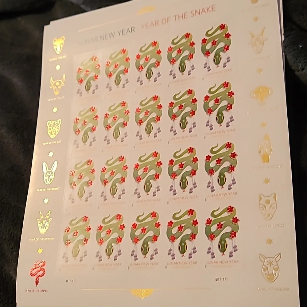 100 Lunar New Year of the Snake‎ 2025 Forever Postage Stamps US Postal USPS